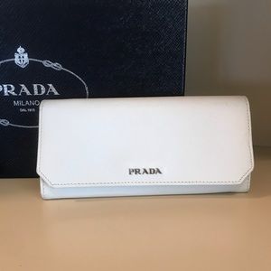 Authentic White Prada wallet